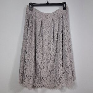 Lace Skirt Charlotte Russe Lined A-Line Eyelash Floral Silvery Gray Size Large L